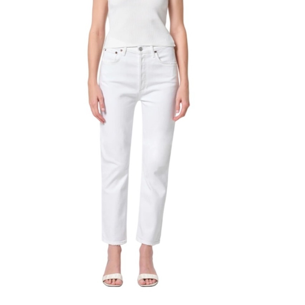 AGOLDE Riley High Rise Straight‎ Crop Stretch Jeans Sour Cream 26
